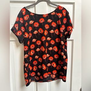 CABI Black shirt with red poppies size medium